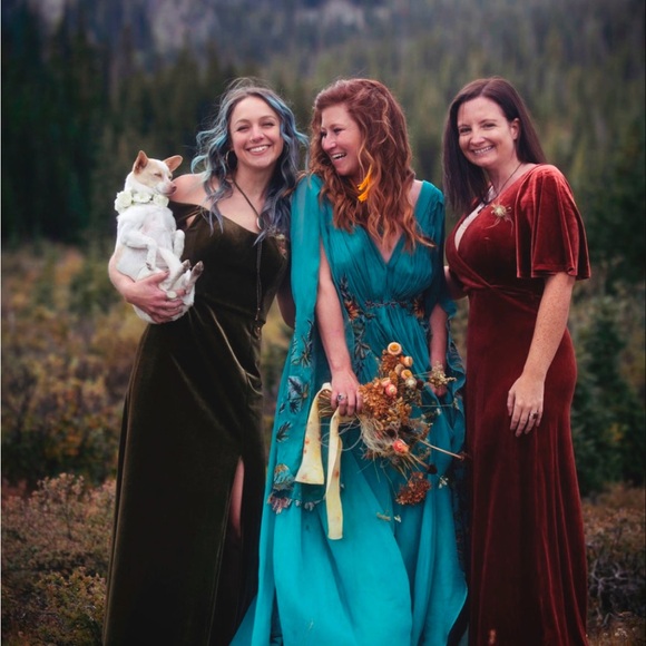 ELEGANT VELVET MAXI WRAP DRESS by Ever Pretty (brick red- size L 08 -like new) - Picture 4 of 11